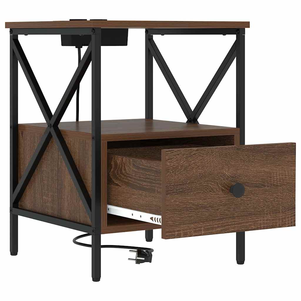 vidaXL Szafka Nocna z szufladą 2 pcs Brązowy dąb 41,5 x 40,5 x 55 cm