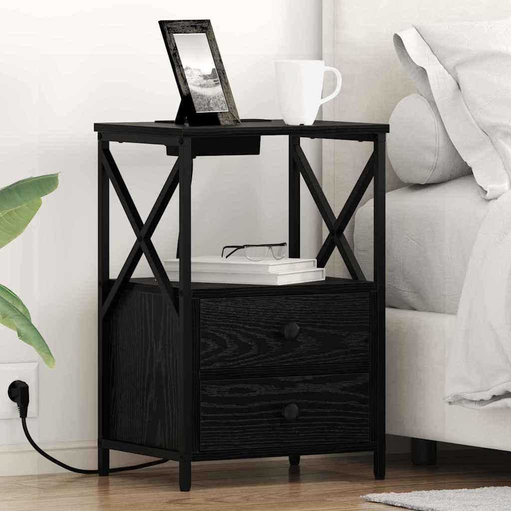 vidaXL Szafka Nocna z szufladą 2 pcs Czarny Dąb 40 x 31 x 60 cm