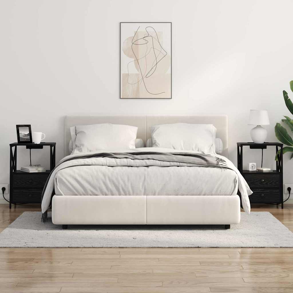 vidaXL Szafka Nocna z szufladą 2 pcs Czarny Dąb 40 x 31 x 60 cm