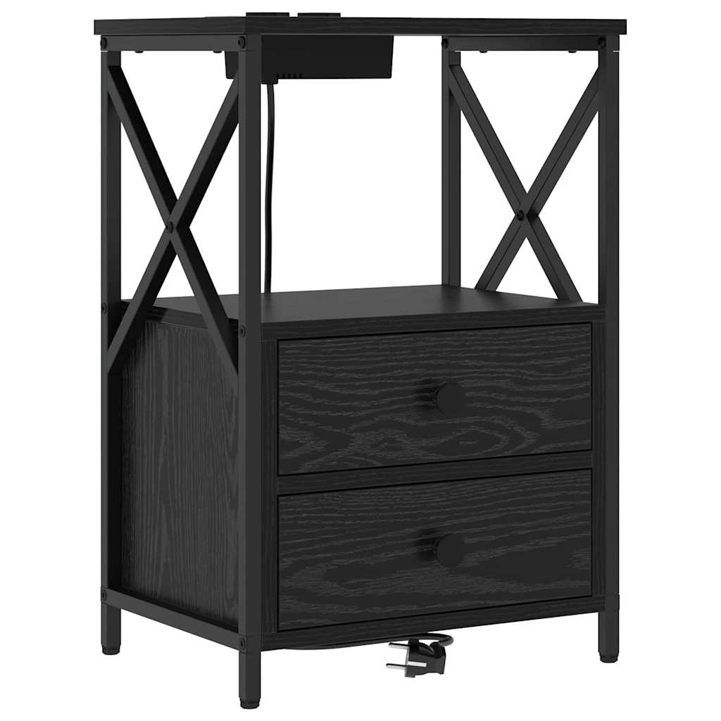 vidaXL Szafka Nocna z szufladą 2 pcs Czarny Dąb 40 x 31 x 60 cm