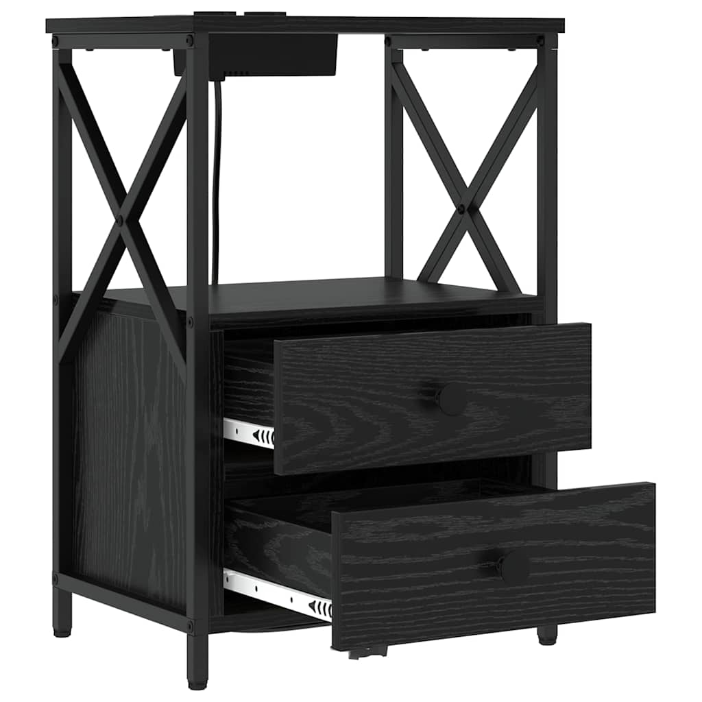 vidaXL Szafka Nocna z szufladą 2 pcs Czarny Dąb 40 x 31 x 60 cm
