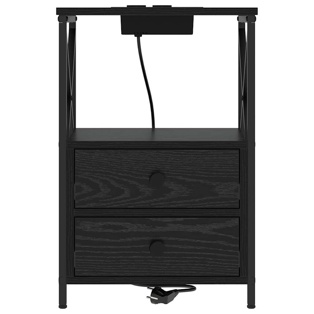 vidaXL Szafka Nocna z szufladą 2 pcs Czarny Dąb 40 x 31 x 60 cm