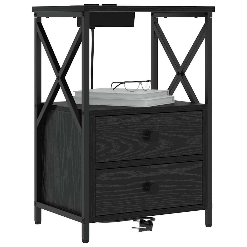vidaXL Szafka Nocna z szufladą 2 pcs Czarny Dąb 40 x 31 x 60 cm