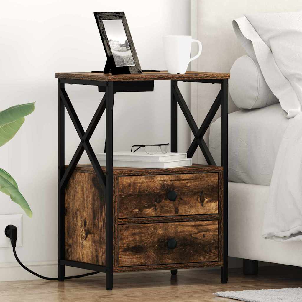 vidaXL Szafka Nocna z szufladą 2 pcs Dąb wędzony 40 x 31 x 60 cm
