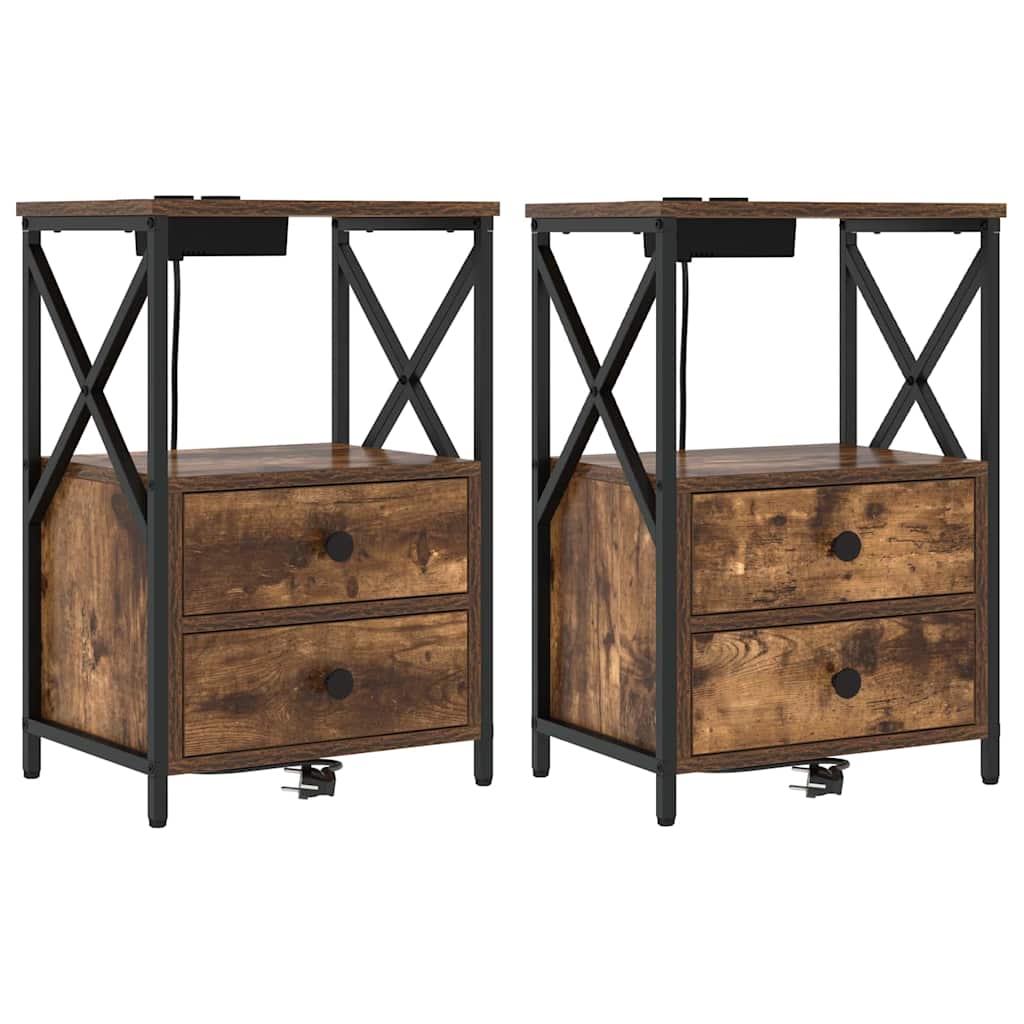 vidaXL Szafka Nocna z szufladą 2 pcs Dąb wędzony 40 x 31 x 60 cm