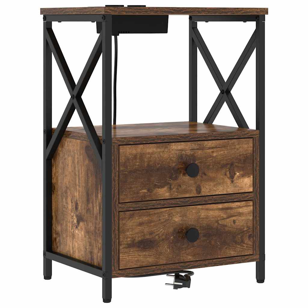 vidaXL Szafka Nocna z szufladą 2 pcs Dąb wędzony 40 x 31 x 60 cm