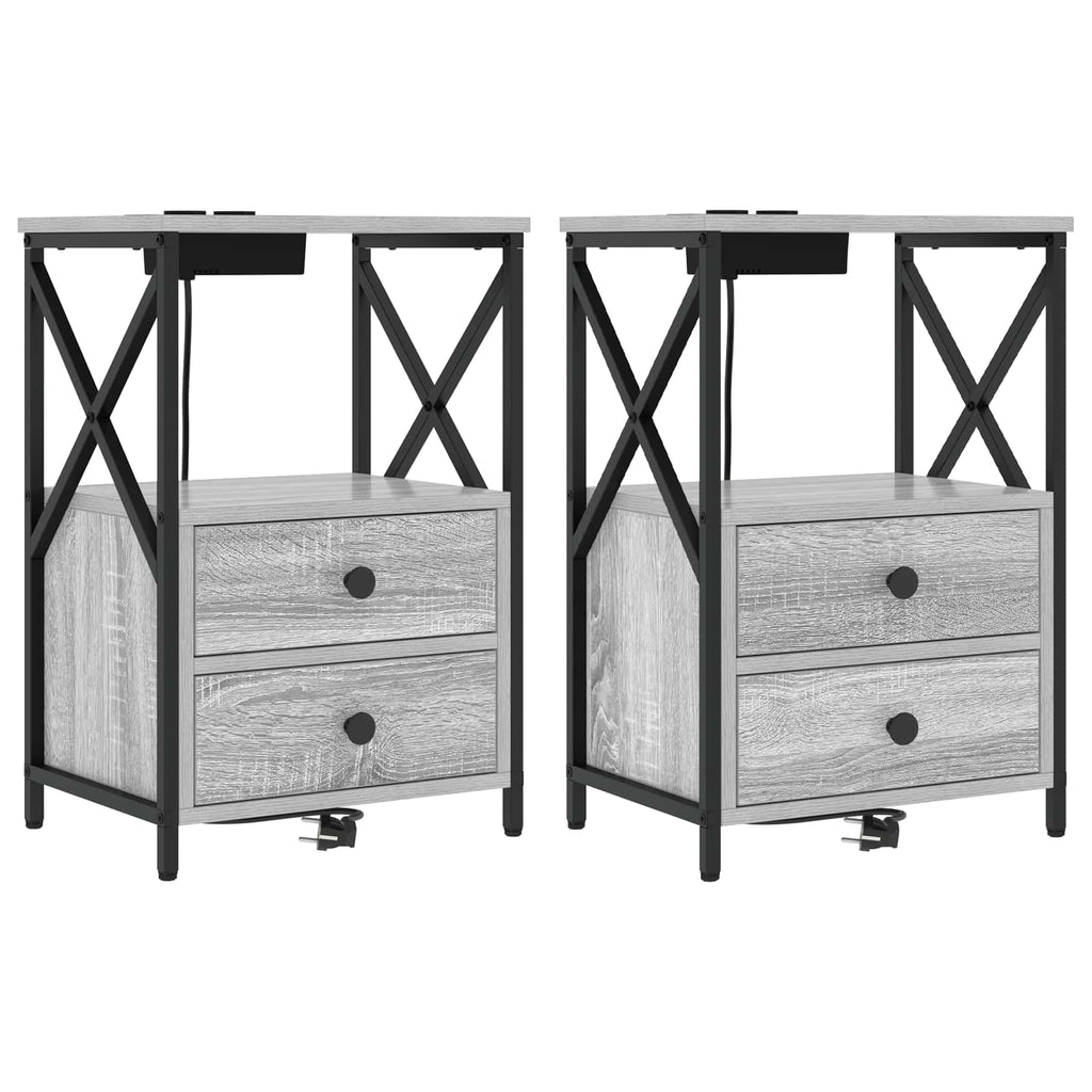 vidaXL Szafka Nocna z szufladą 2 pcs Szary Sonoma 40 x 31 x 60 cm