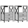 vidaXL Szafka Nocna z szufladą 2 pcs Szary Sonoma 40 x 31 x 60 cm