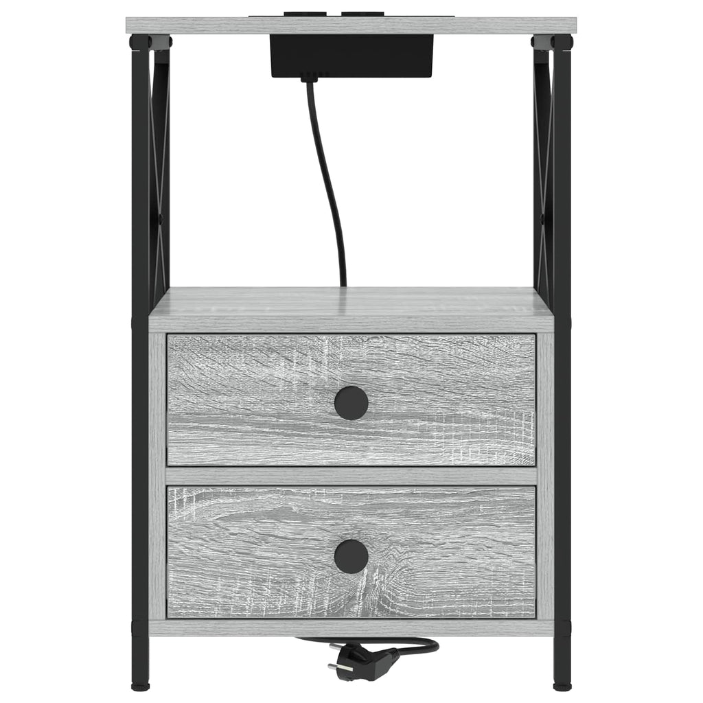 vidaXL Szafka Nocna z szufladą 2 pcs Szary Sonoma 40 x 31 x 60 cm