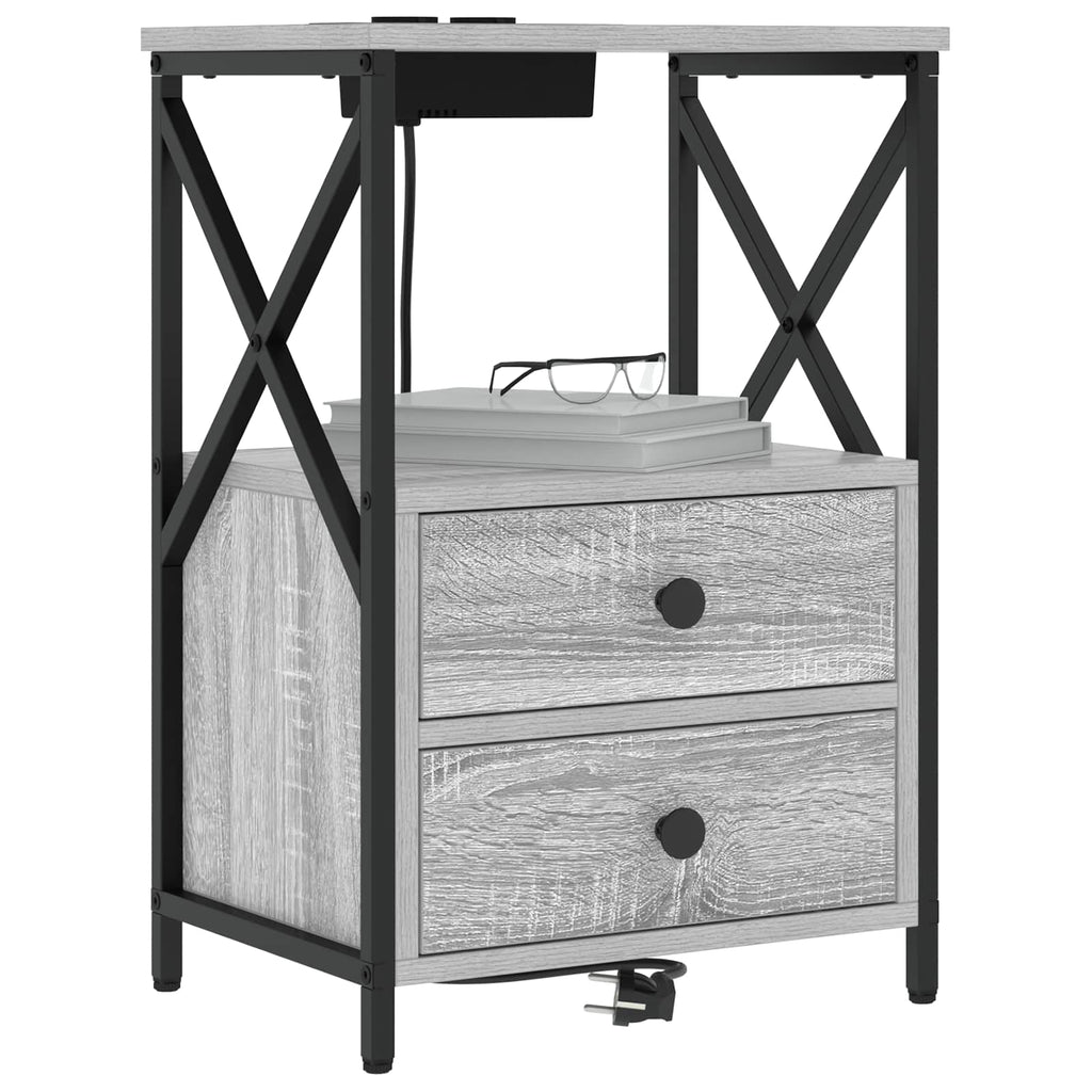 vidaXL Szafka Nocna z szufladą 2 pcs Szary Sonoma 40 x 31 x 60 cm