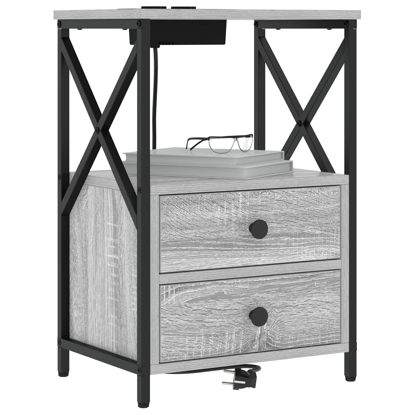 vidaXL Szafka Nocna z szufladą 2 pcs Szary Sonoma 40 x 31 x 60 cm