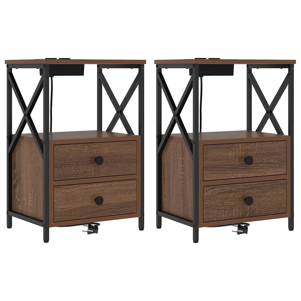 vidaXL Szafka Nocna z szufladą 2 pcs Brązowy dąb 40 x 31 x 60 cm