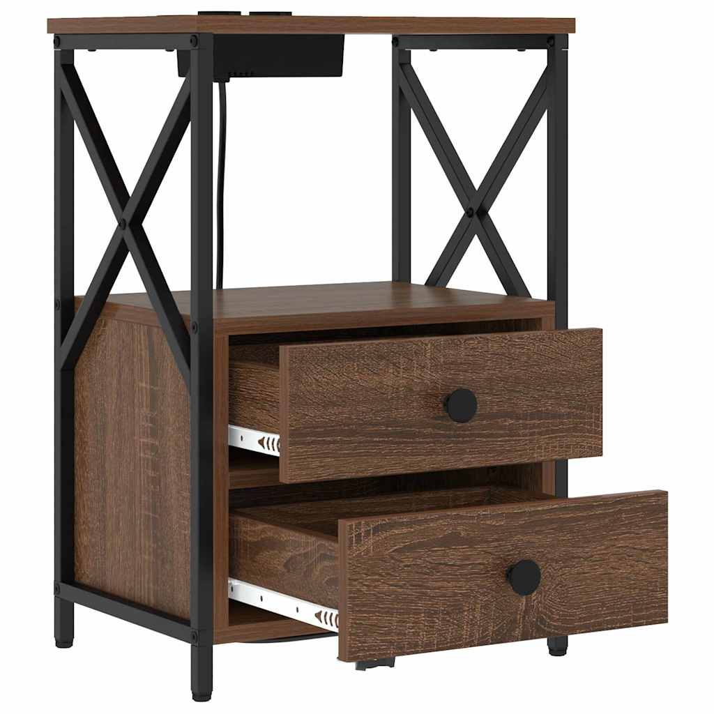 vidaXL Szafka Nocna z szufladą 2 pcs Brązowy dąb 40 x 31 x 60 cm