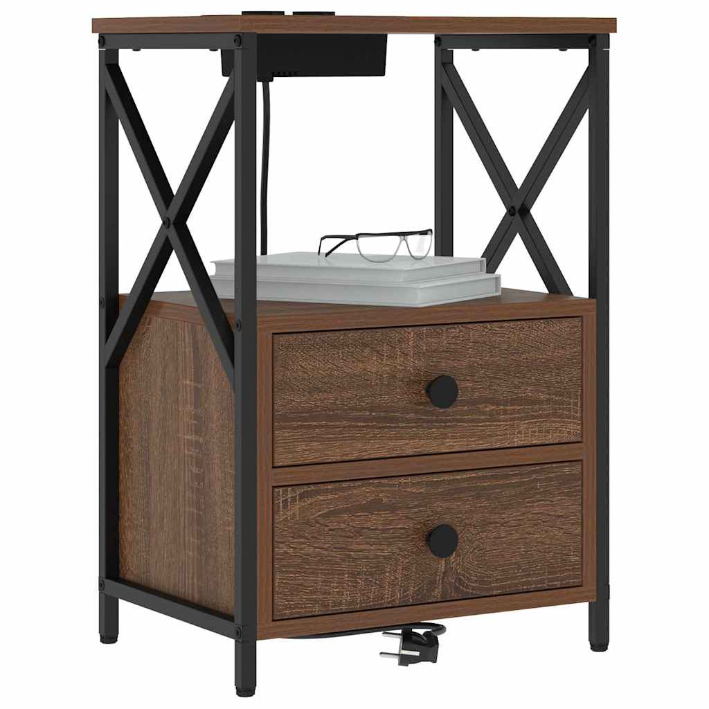 vidaXL Szafka Nocna z szufladą 2 pcs Brązowy dąb 40 x 31 x 60 cm