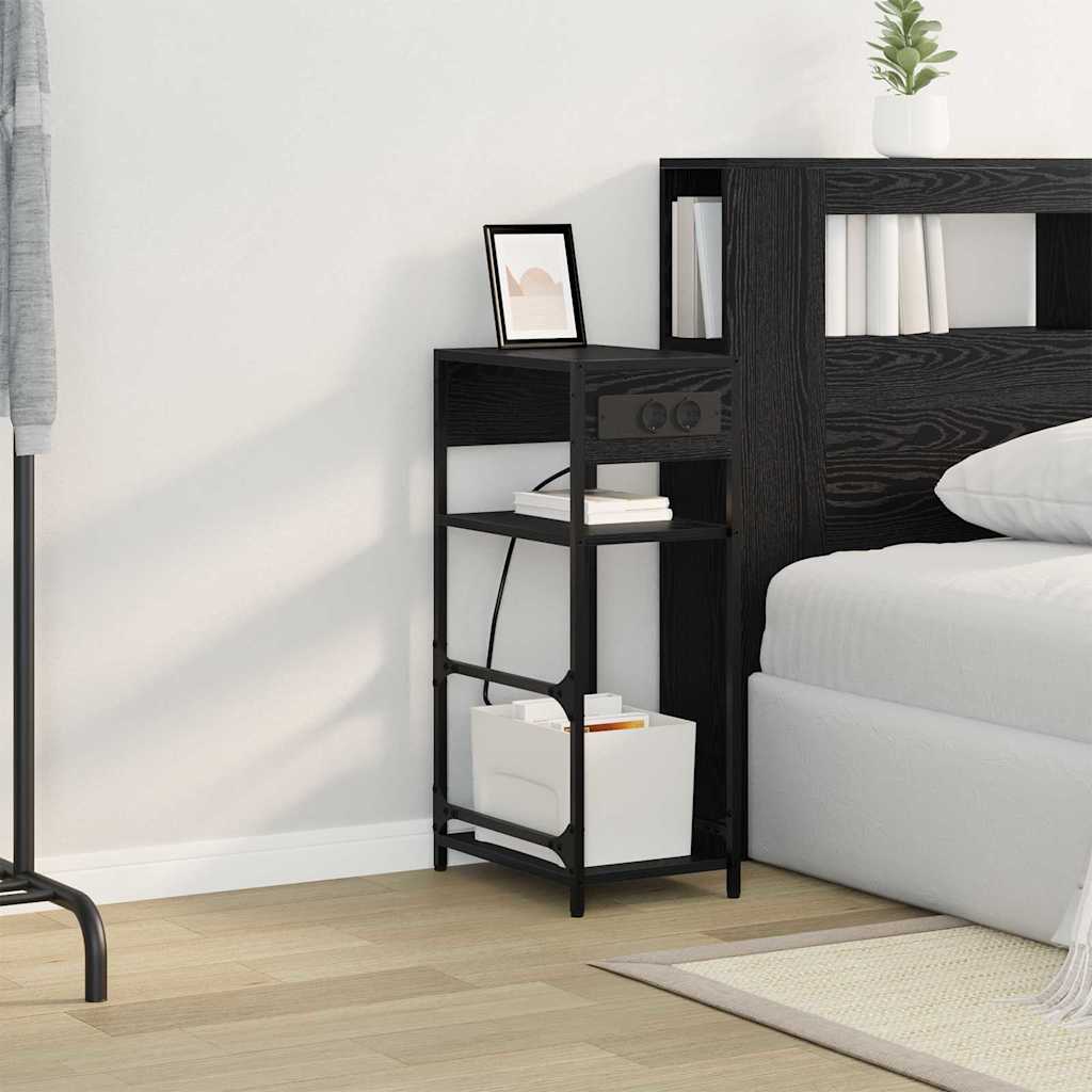 vidaXL Szafka Nocna Czarny Dąb 40 x 27 x 76 cm Materiał drewnopochodny