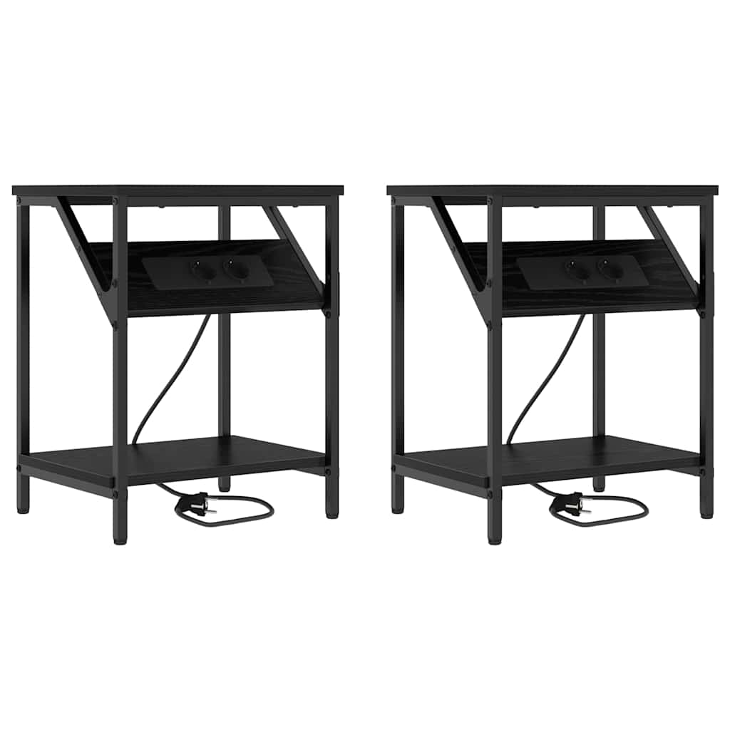 vidaXL Szafka Nocna 2 pcs Czarny Dąb 38 x 30 x 48 cm