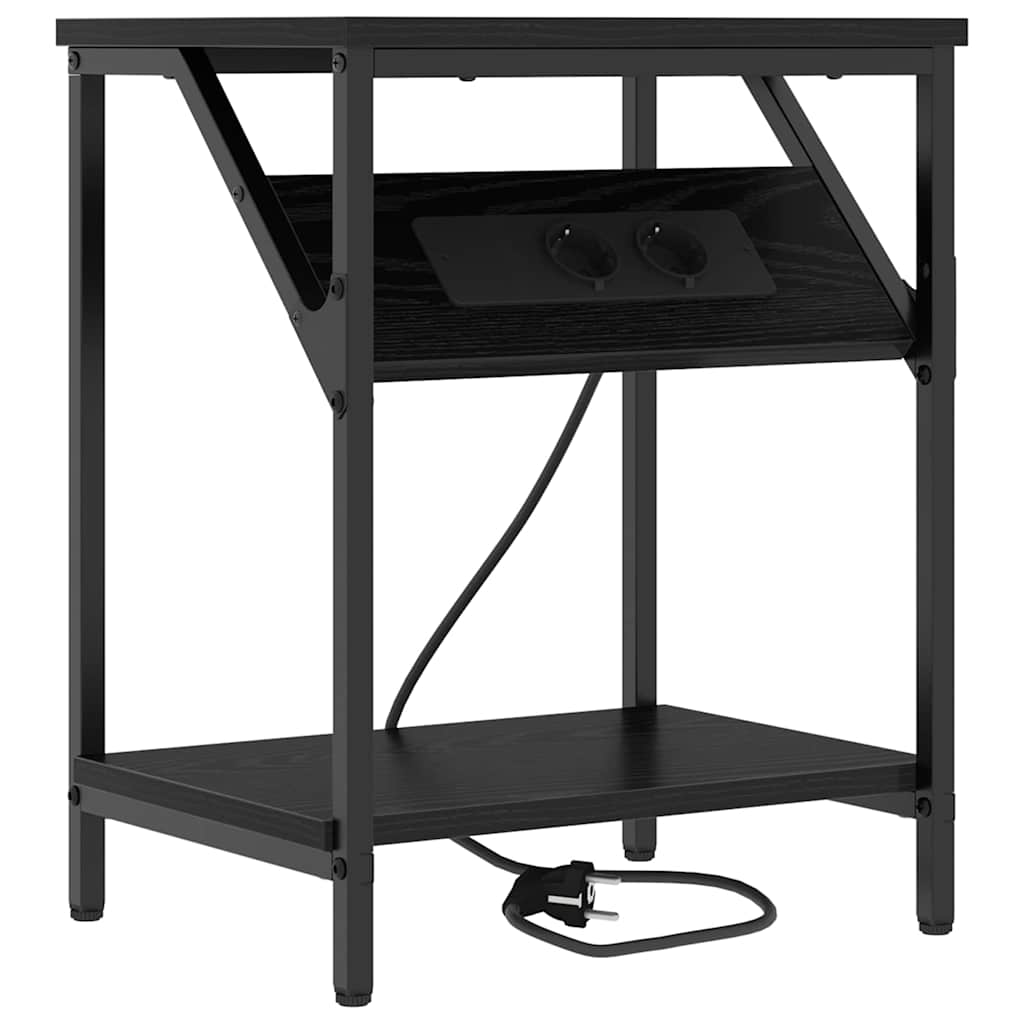 vidaXL Szafka Nocna 2 pcs Czarny Dąb 38 x 30 x 48 cm