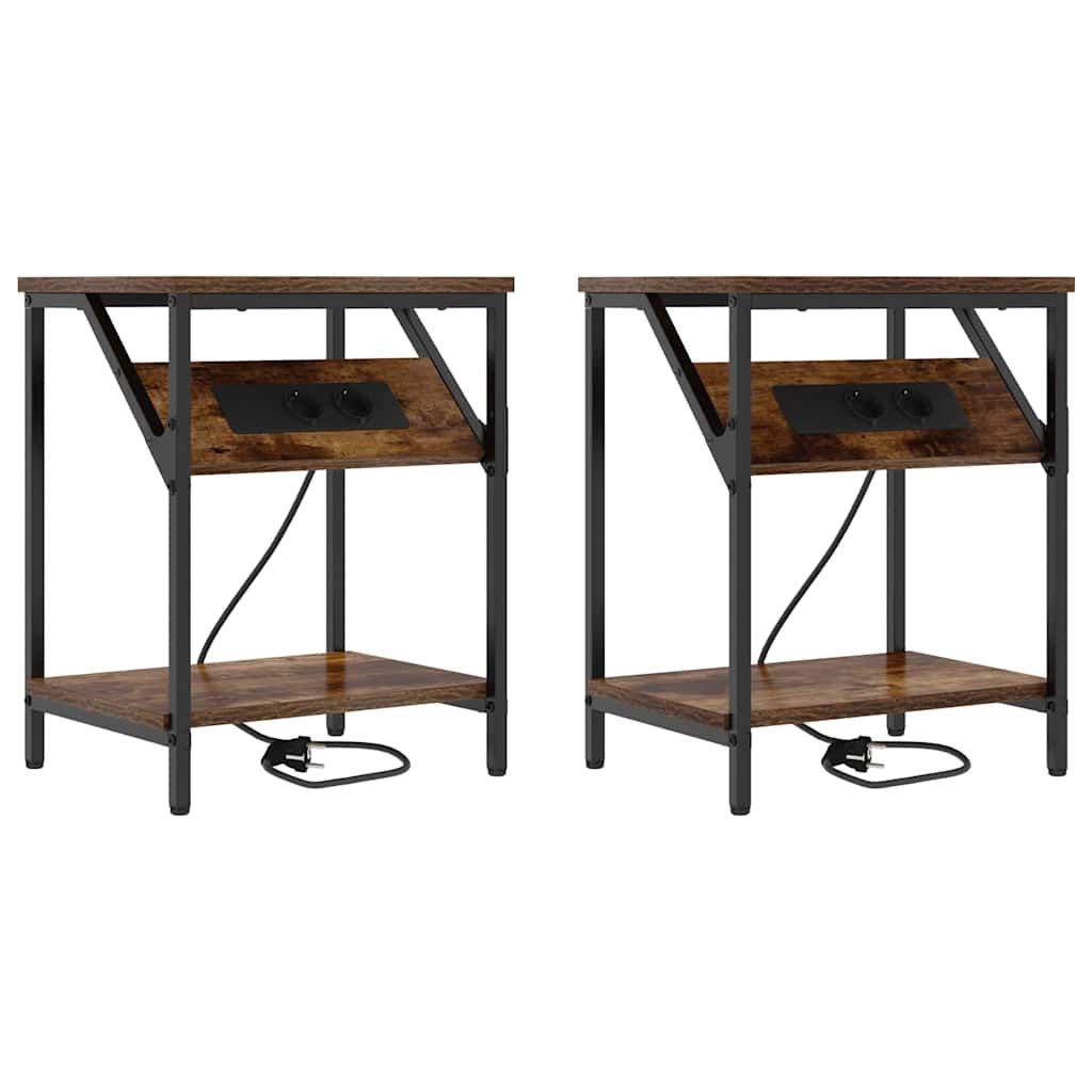 vidaXL Szafka Nocna 2 pcs Dąb wędzony 38 x 30 x 48 cm