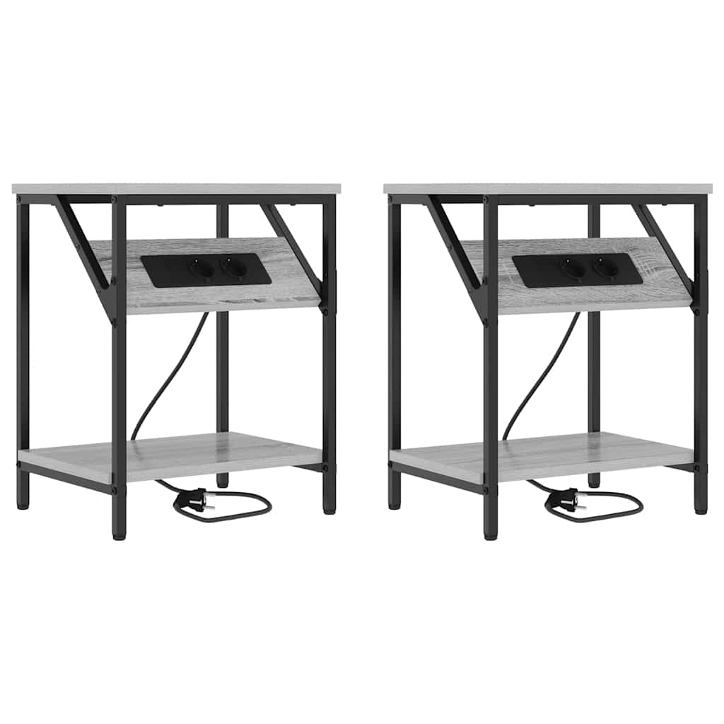 vidaXL Szafka Nocna 2 pcs Szary Sonoma 38 x 30 x 48 cm