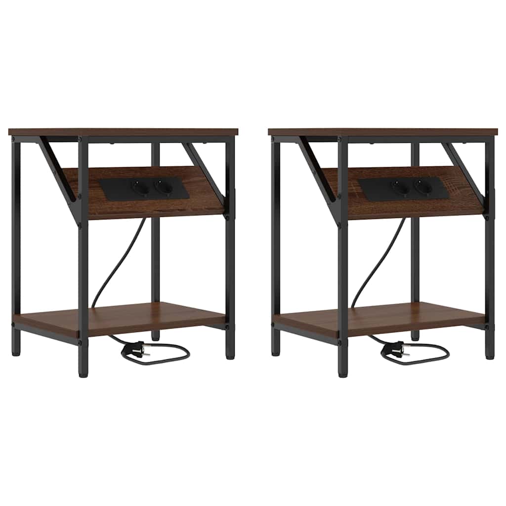 vidaXL Szafka Nocna 2 pcs Brązowy dąb 38 x 30 x 48 cm