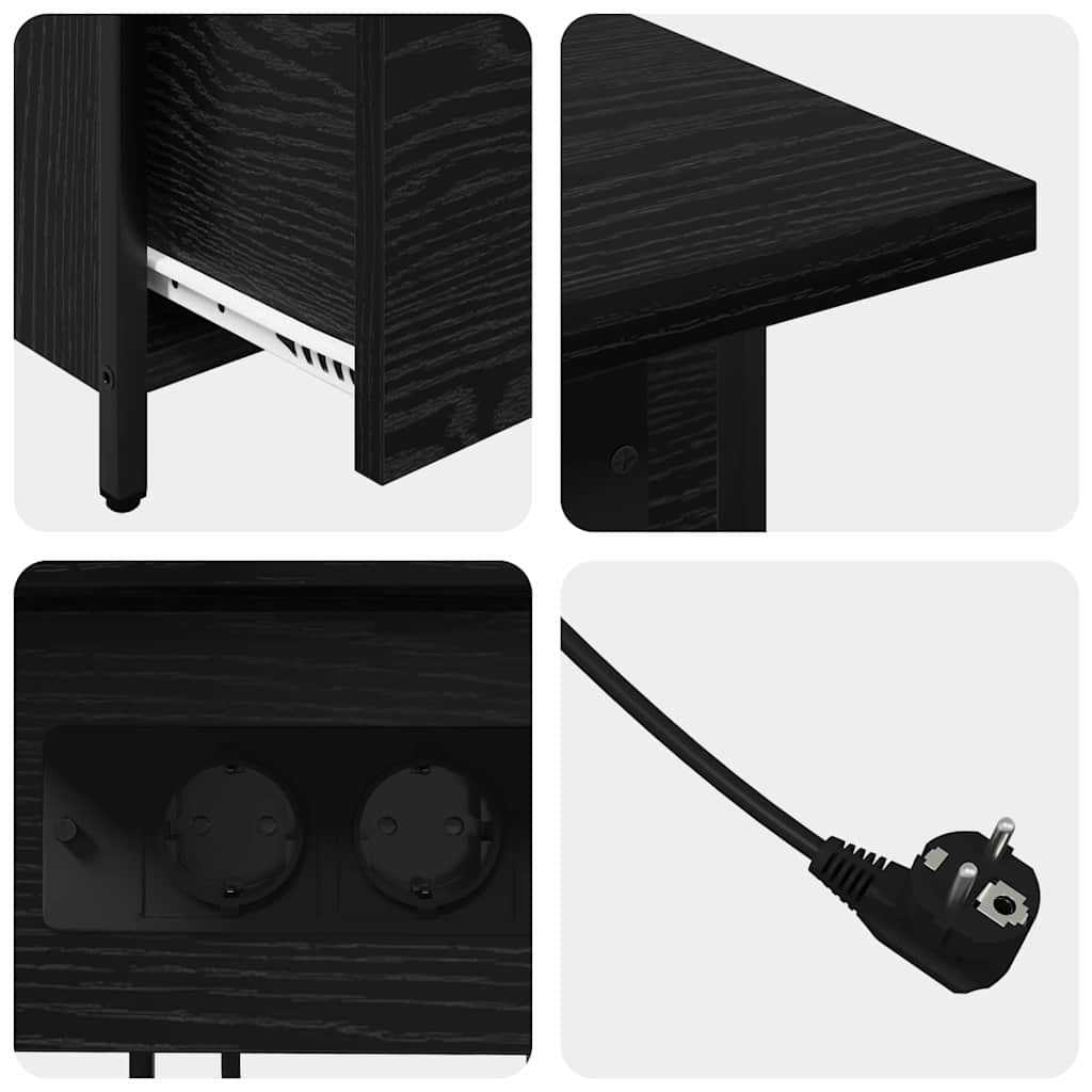 vidaXL Szafka Nocna Czarny Dąb 60 x 30 x 61 cm Materiał drewnopochodny