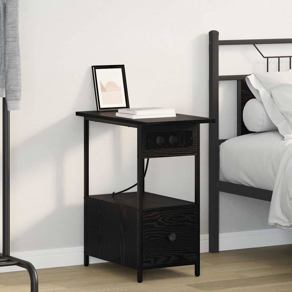 vidaXL Szafka Nocna Czarny Dąb 60 x 30 x 61 cm Materiał drewnopochodny