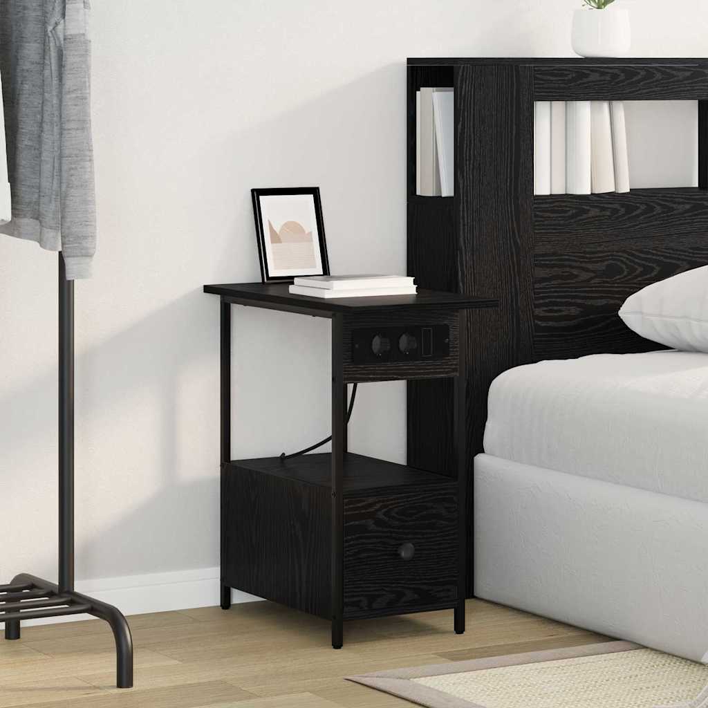 vidaXL Szafka Nocna Czarny Dąb 60 x 30 x 61 cm Materiał drewnopochodny