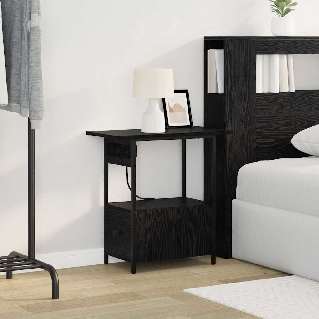 vidaXL Szafka Nocna Czarny Dąb 60 x 30 x 61 cm Materiał drewnopochodny