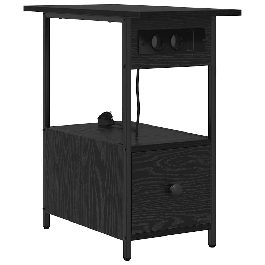 vidaXL Szafka Nocna Czarny Dąb 60 x 30 x 61 cm Materiał drewnopochodny