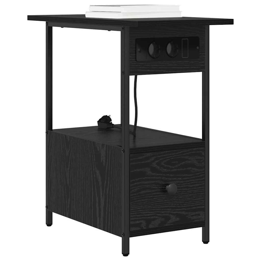 vidaXL Szafka Nocna Czarny Dąb 60 x 30 x 61 cm Materiał drewnopochodny