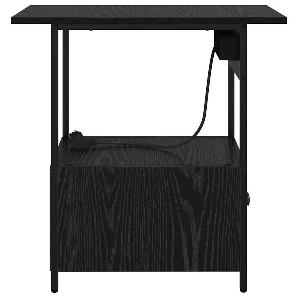 vidaXL Szafka Nocna Czarny Dąb 60 x 30 x 61 cm Materiał drewnopochodny