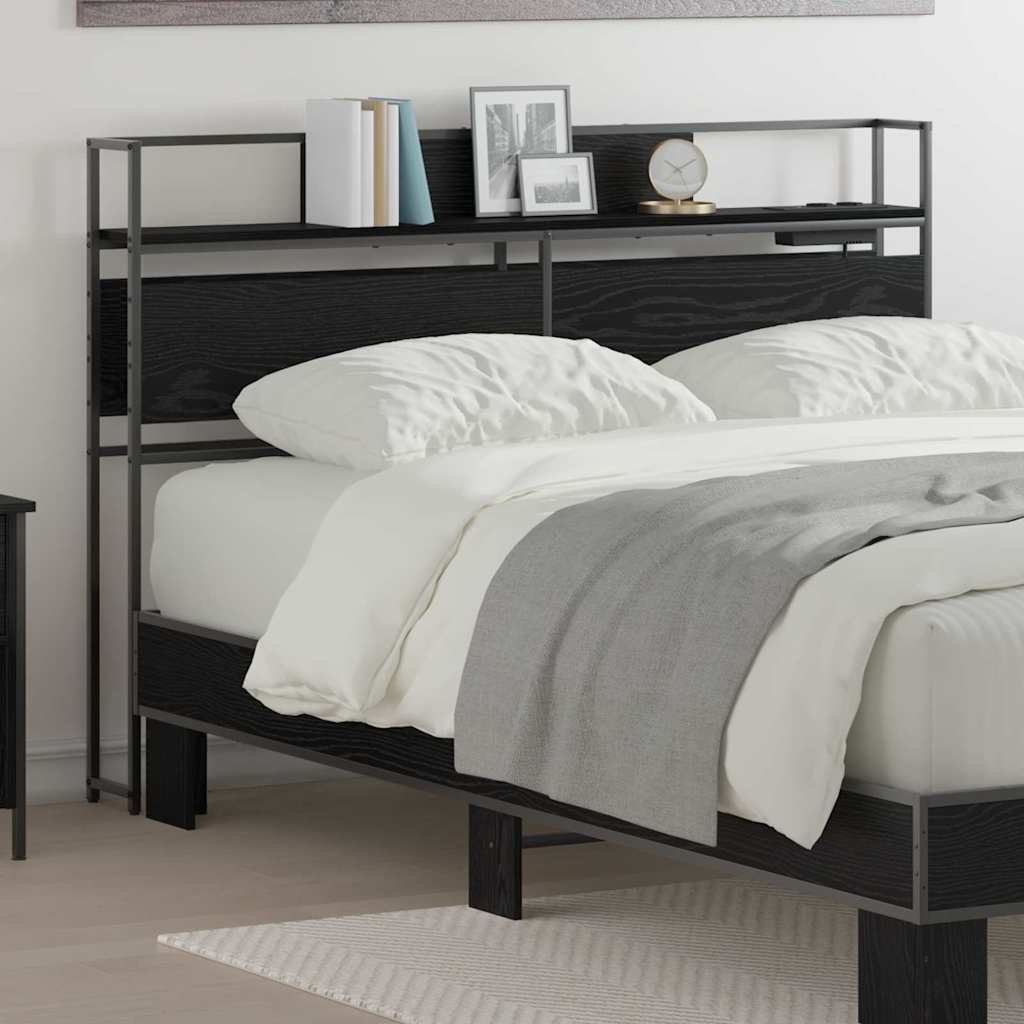 vidaXL Zagłówek do przechowywania Czarny dąb Materiał drewnopochodny