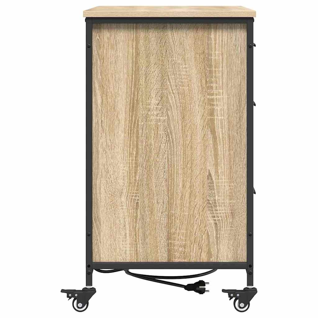 vidaXL Szafka z Stacją Ładowania z kołem Dąb Sonoma 76 x 41 x 72 cm