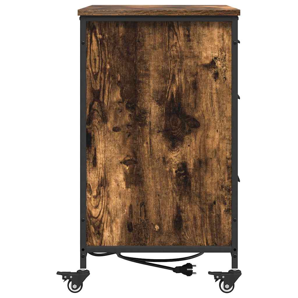 vidaXL Szafka z Stacją Ładowania z kołem Dąb wędzony 76 x 41 x 72 cm