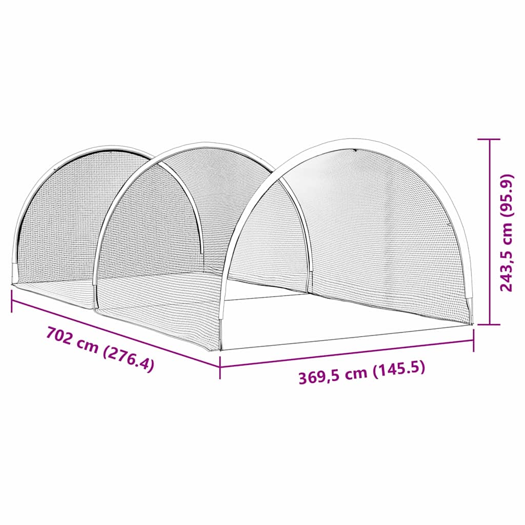 vidaXL Baseball i Softball Czarny 702 x 369,5 x 243,5 cm Poliester