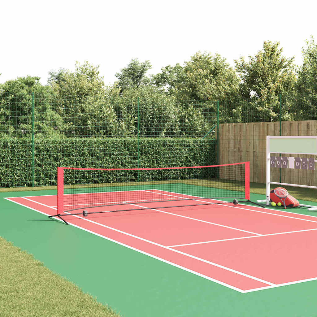 vidaXL Siatka tenisowa Czarny i czerwony 396 x 92 x 87 cm Poliester