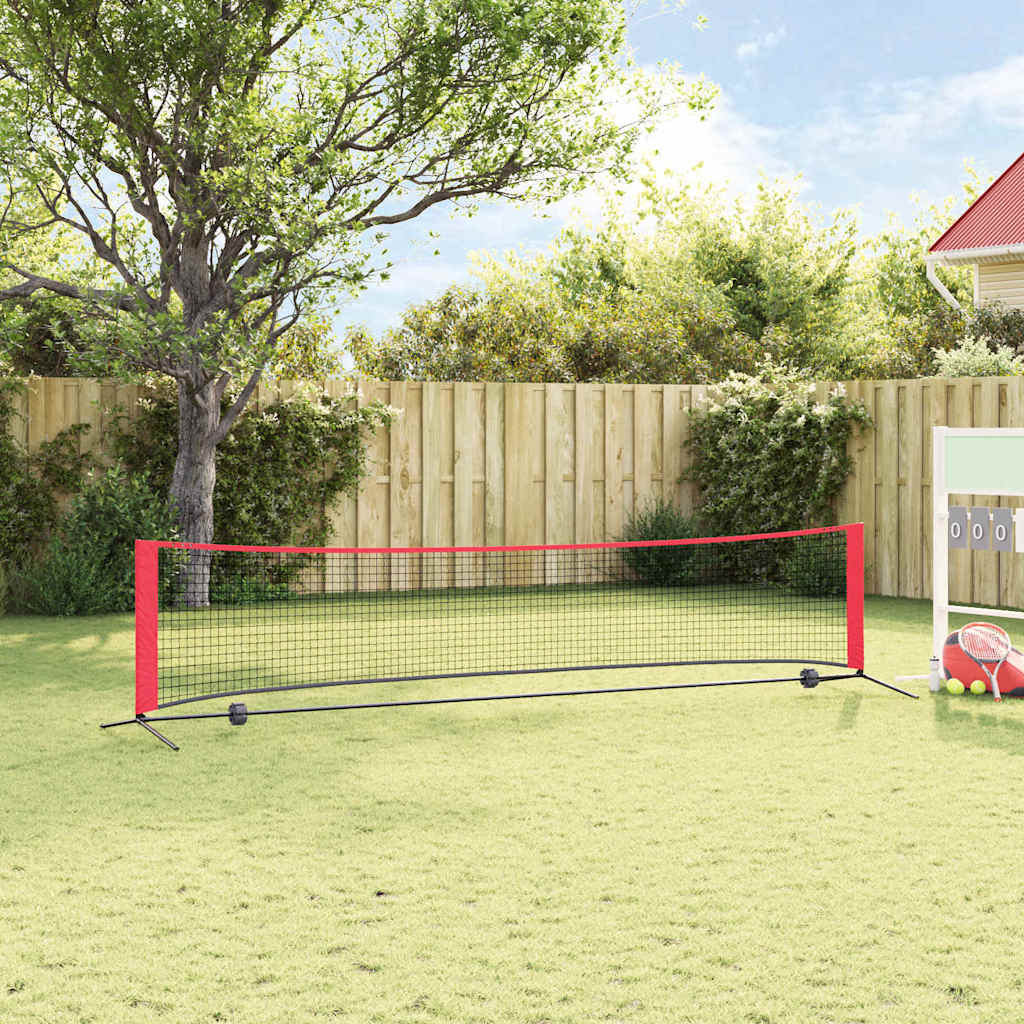 vidaXL Siatka tenisowa Czarny i czerwony 396 x 92 x 87 cm Poliester