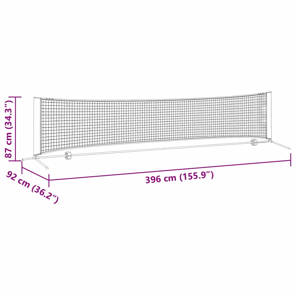 vidaXL Siatka tenisowa Czarny i czerwony 396 x 92 x 87 cm Poliester