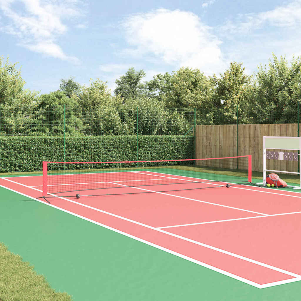 vidaXL Siatka tenisowa Czarny i czerwony 595 x 90,5 x 87 cm Poliester