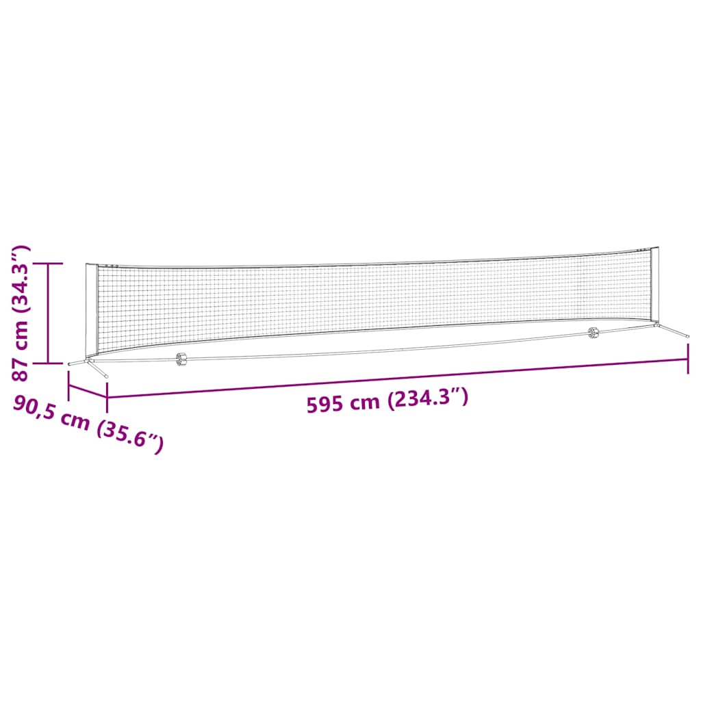 vidaXL Siatka tenisowa Czarny i czerwony 595 x 90,5 x 87 cm Poliester