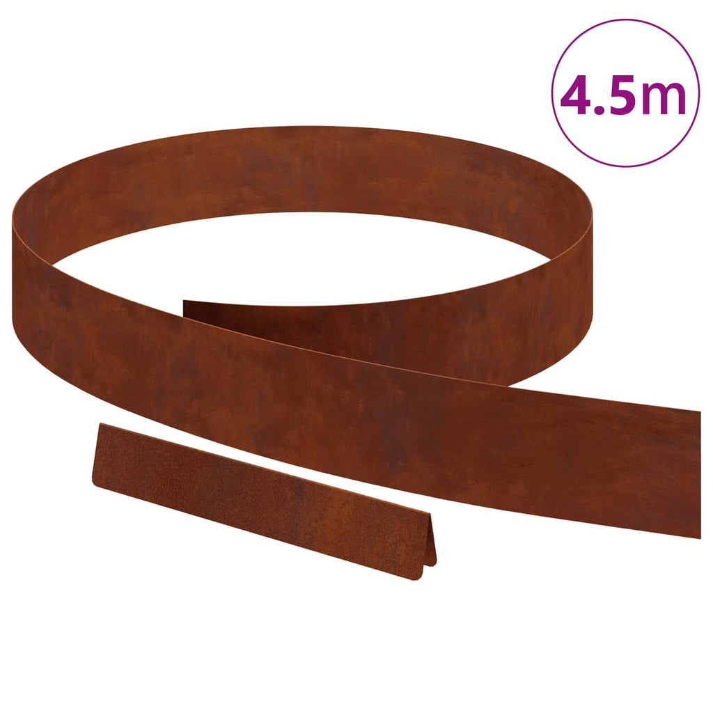 vidaXL Krawężnik do trawnika 450 x 10 cm Rdzawy