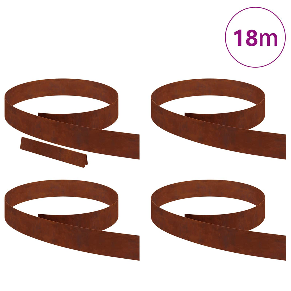 vidaXL Krawężnik do trawnika 4 pcs Rdzawy 450 x 0,05 x 10 cm
