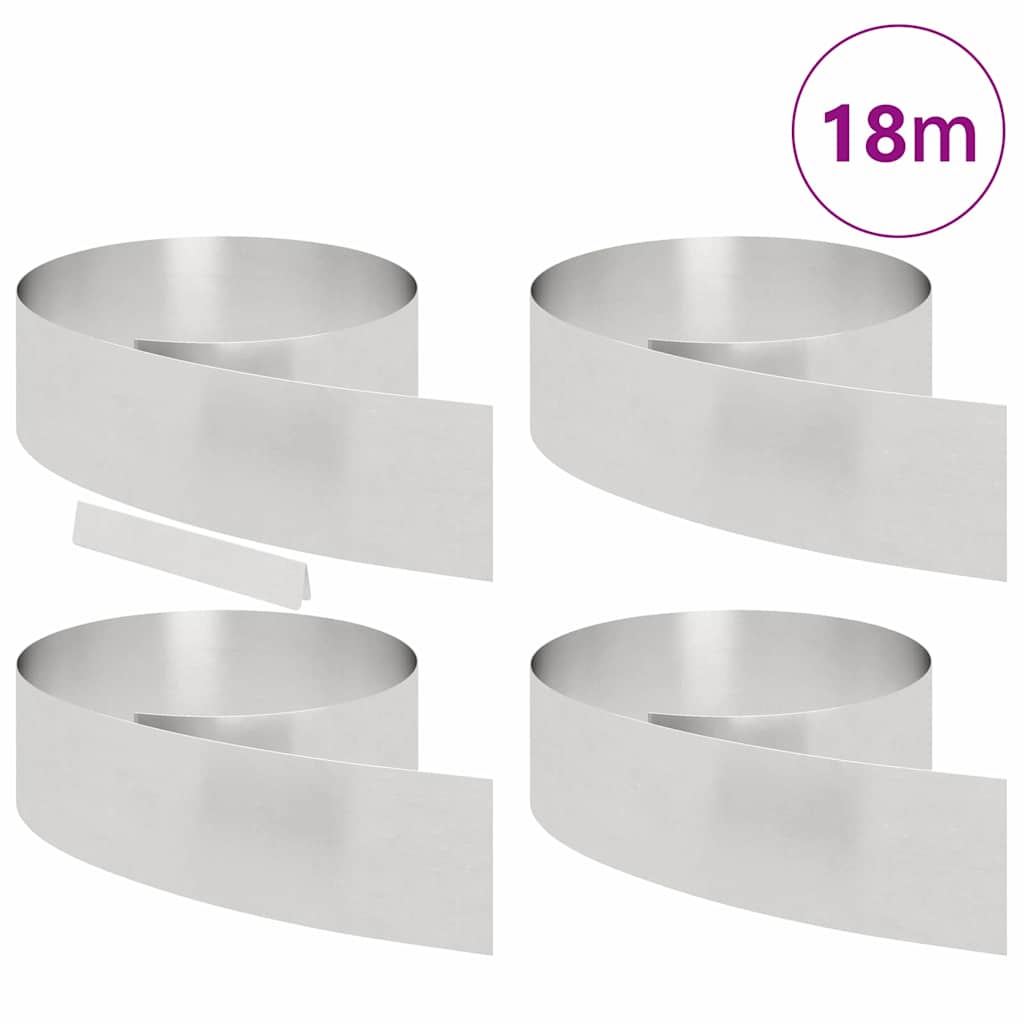 vidaXL Krawężnik do trawnika 4 pcs Srebrny 450 x 0,05 x 20 cm