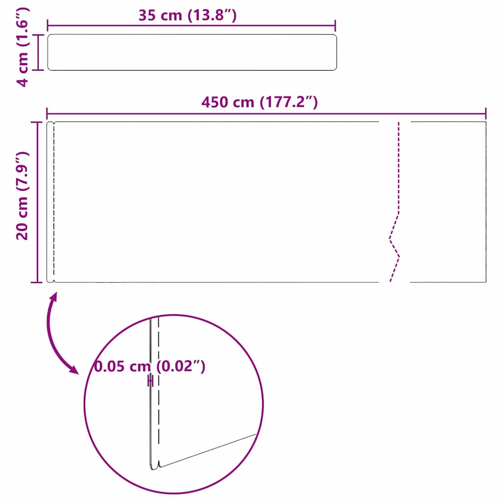 vidaXL Krawężnik do trawnika Srebrny 450 x 0,05 x 20 cm
