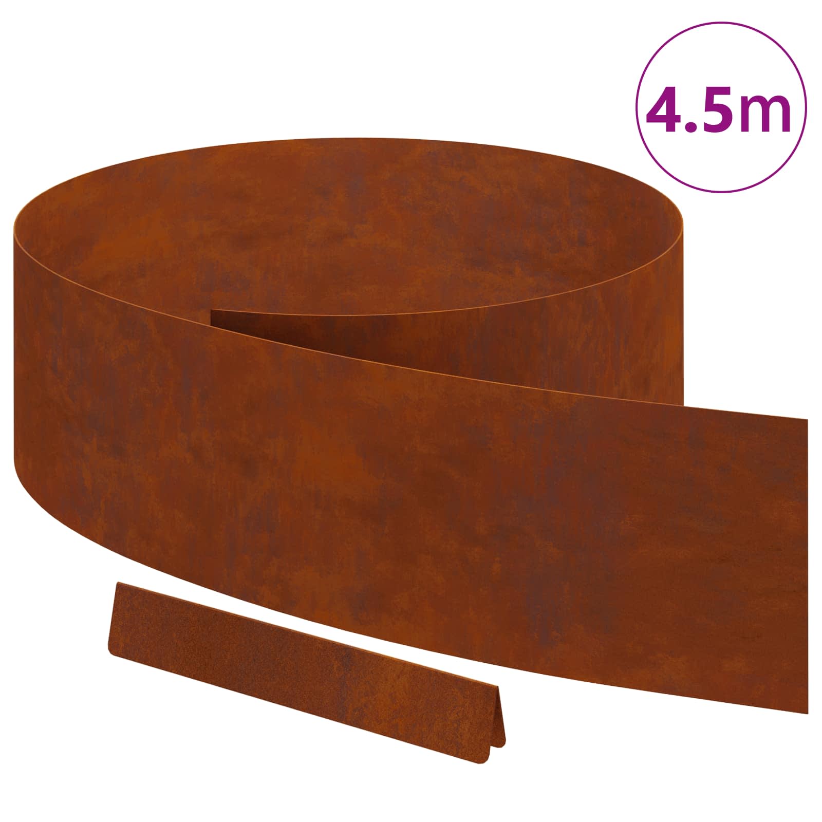 vidaXL Krawężnik do trawnika 450 x 20 cm Rdzawy