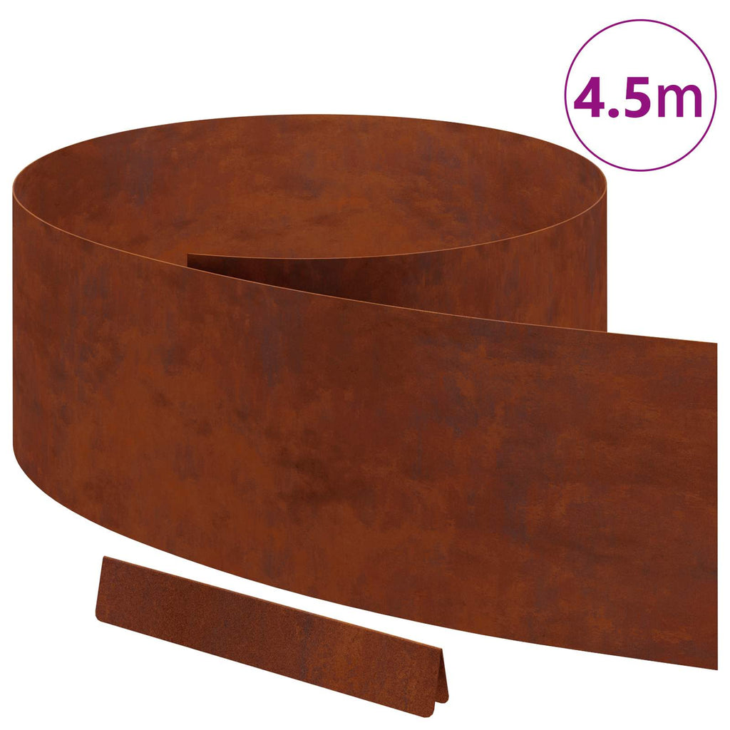 vidaXL Krawężnik do trawnika 450 x 25 cm Rdzawy