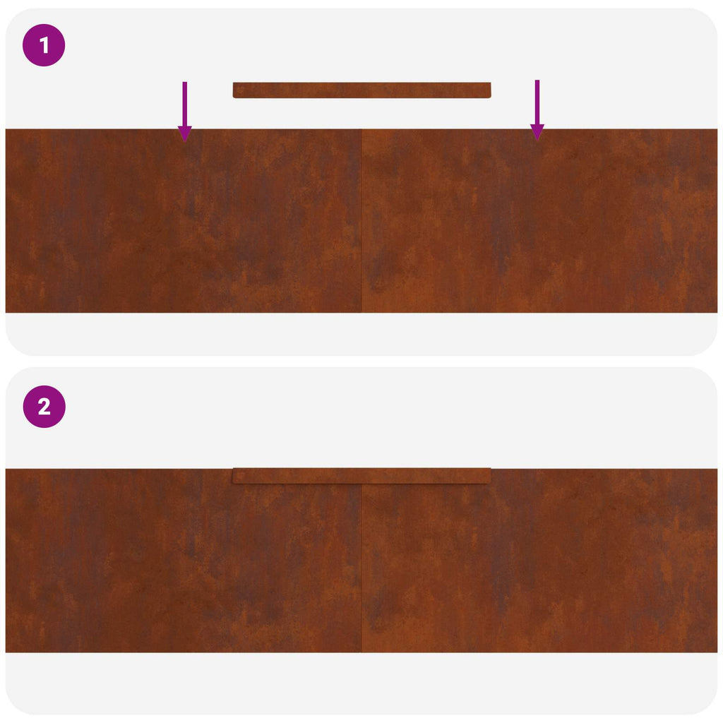vidaXL Krawężnik do trawnika 4 pcs Rdzawy 450 x 0,05 x 25 cm