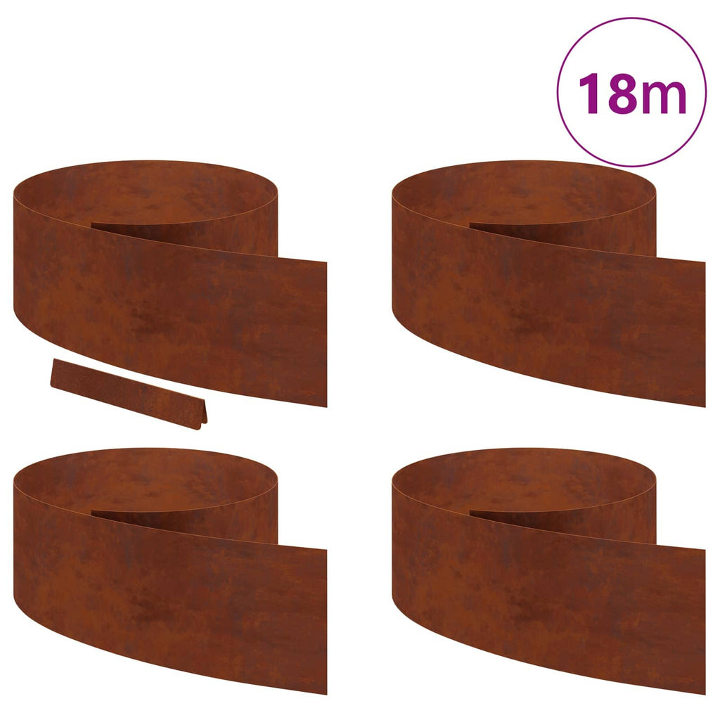 vidaXL Krawężnik do trawnika 4 pcs Rdzawy 450 x 0,05 x 25 cm