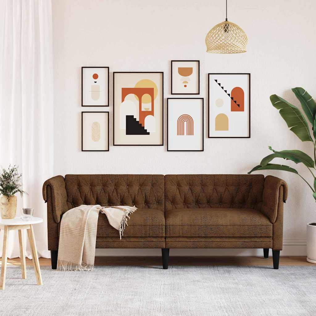 vidaXL Sofa Brązowy 201,5 x 74,5 x 74,5 cm Poliester