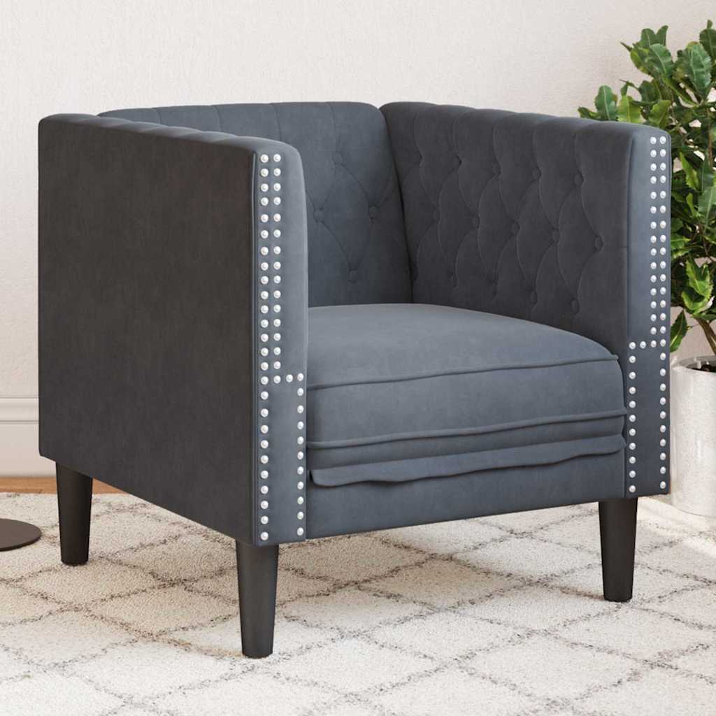 vidaXL Sofa Ciemnoszary 74,5 x 71 x 70,5 cm Aksamit